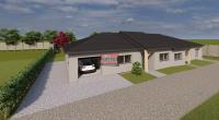 Prodej hrubé stavby dvojdomu - 2x RD 4+kk s garáží na okraji obce Ústrašice - vizualizace